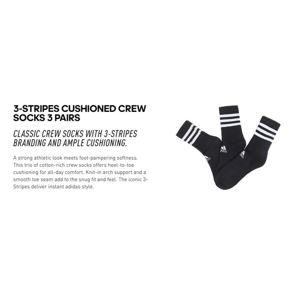 3-Stripes Cushioned Crew Socks 3 Pairs